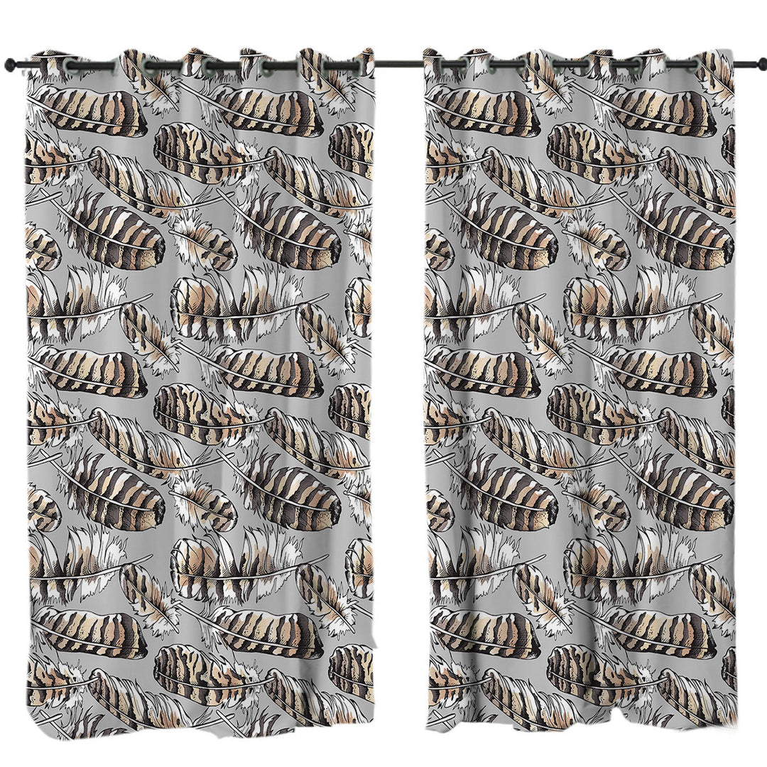 Brownish Feathers Drapery