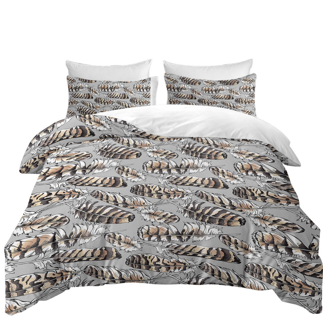 Brownish Feathers Duvet Covers