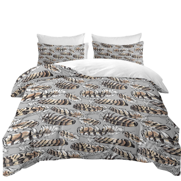 Brownish Feathers Duvet Covers