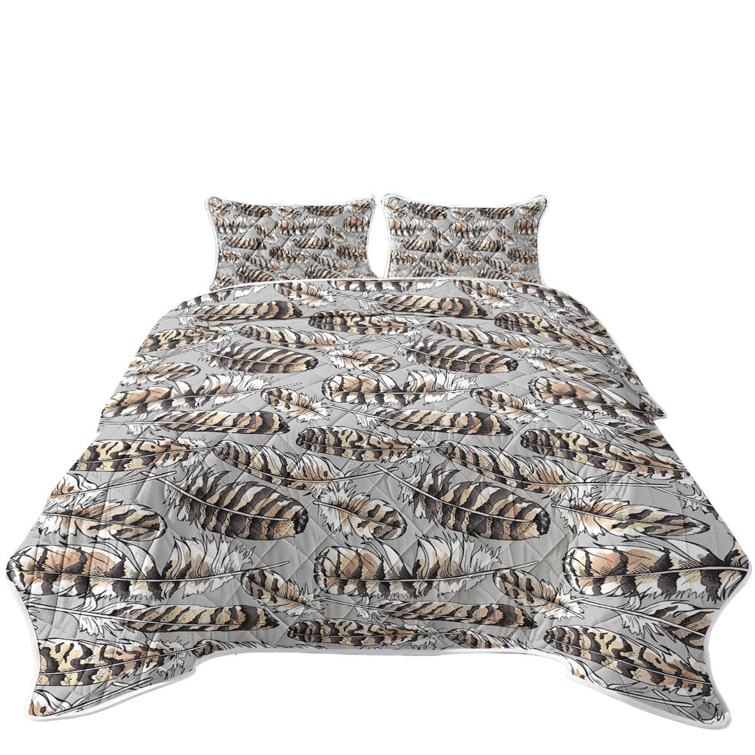 Brownish Feathers Quilts for Beds