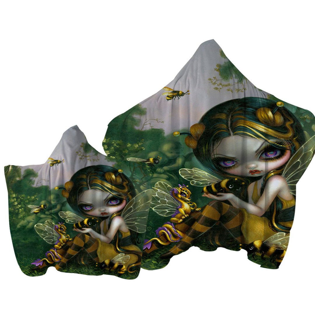Bumblebee Dragonling and Bee Fairy Towel Hoodie
