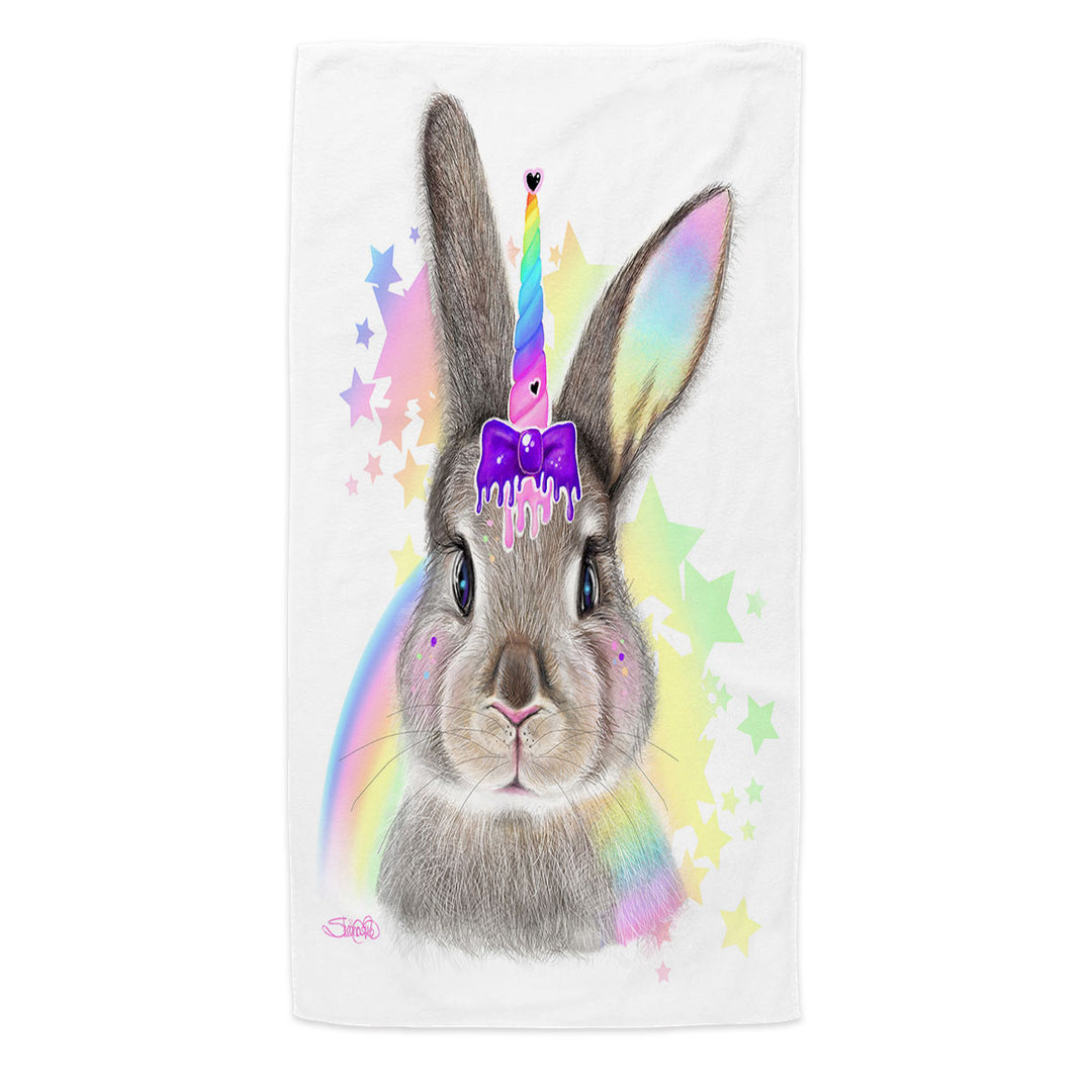 Bunnicorn Cute Children Design Bunny Beach Towel Microfiber