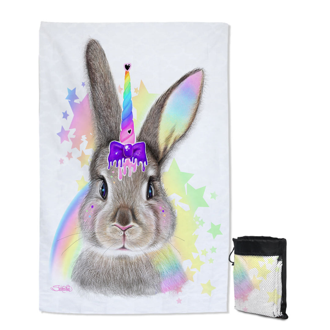 Bunnicorn Cute Children Design Bunny Beach Towel Quick Dry for Travel