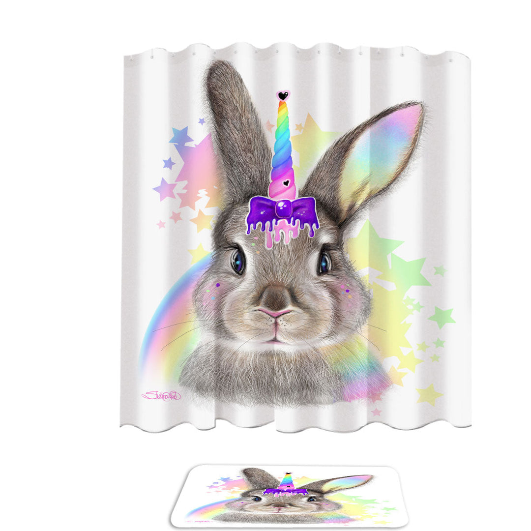 Bunnicorn Cute Children Design Bunny Shower Curtains