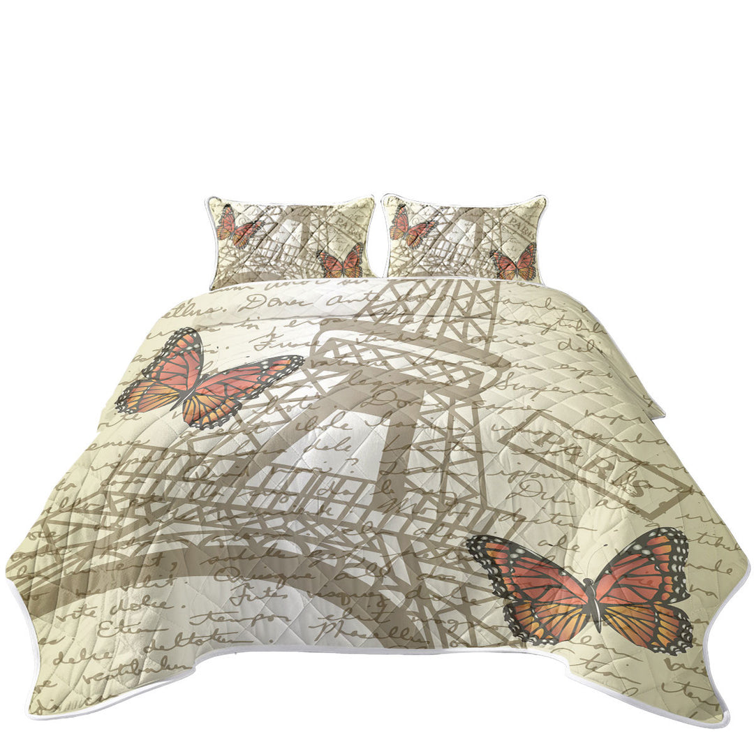 Butterflies and Eiffel Tower Paris Coverlets