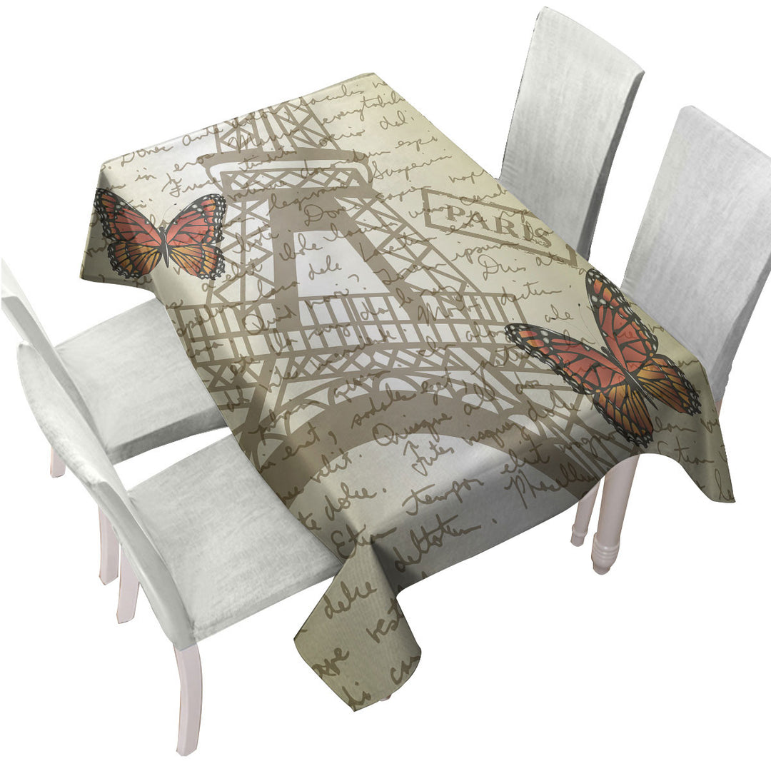 Butterflies and Eiffel Tower Paris Custom table cloth