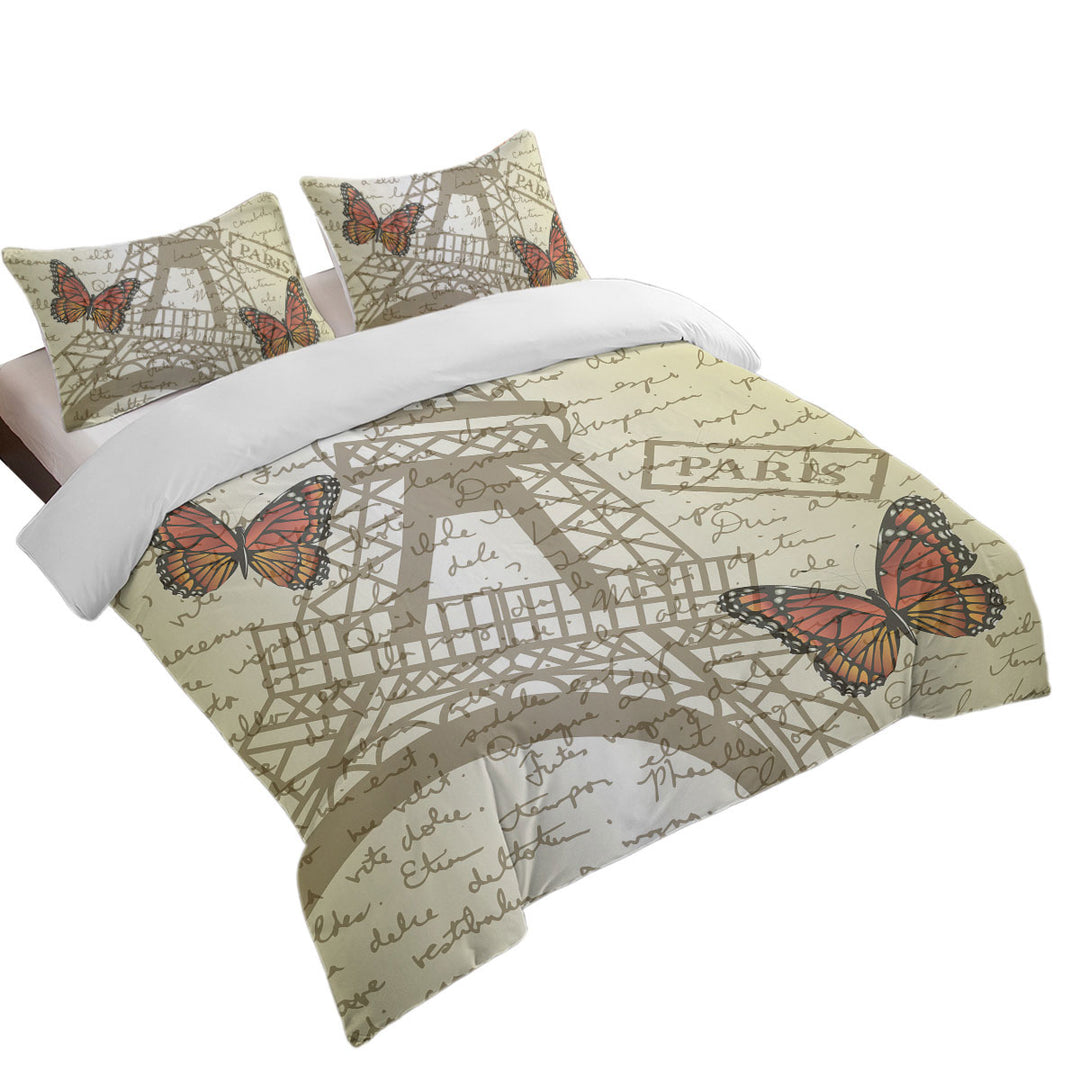 Butterflies and Eiffel Tower Paris Duvet Covers