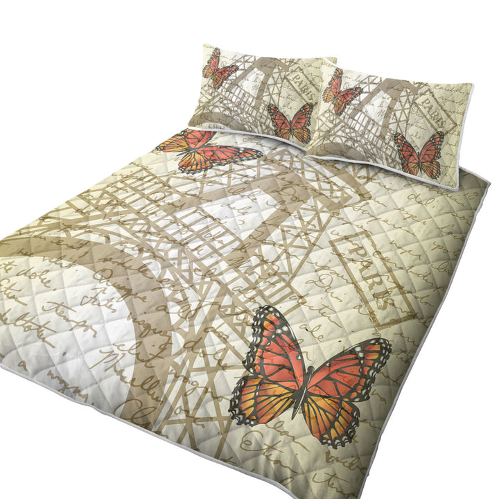Butterflies and Eiffel Tower Paris Quilts for Beds