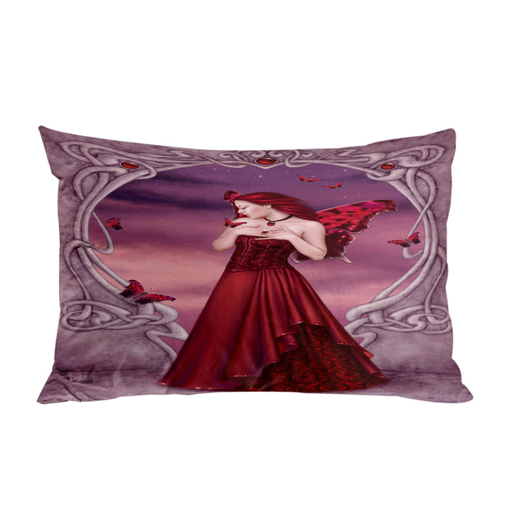 Butterflies and Red Garnet Butterfly Girl Pillow Cases