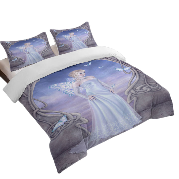 Butterflies and White Diamond Butterfly Girl Twin Duvet Covers