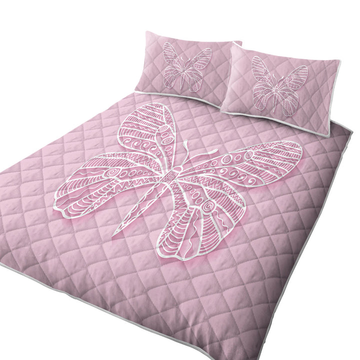 Butterfly Drawing over Purple Quilts