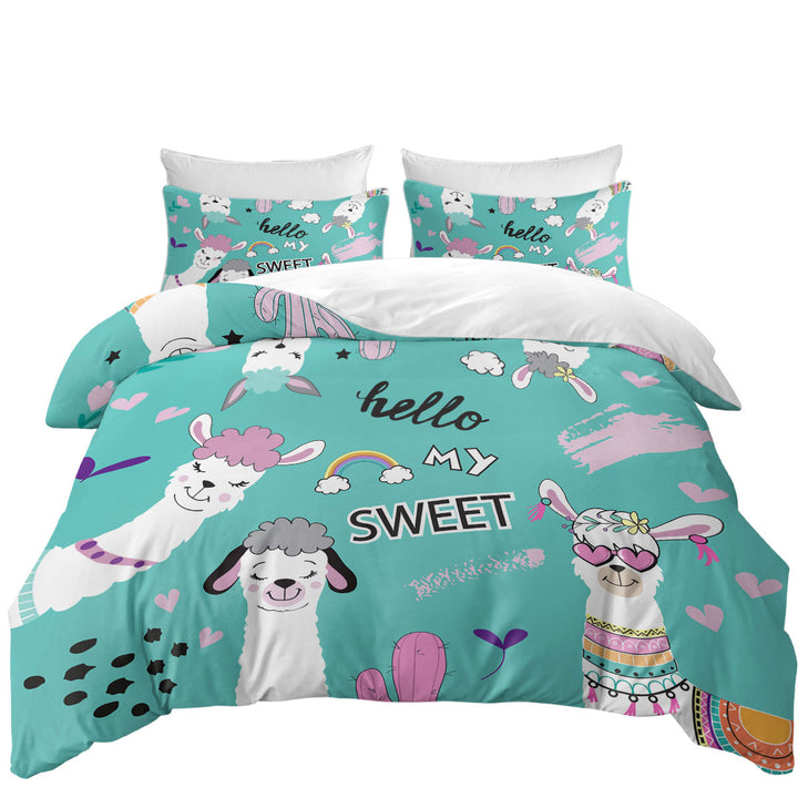 California King Duvet Cover with Hello My Sweet Llama