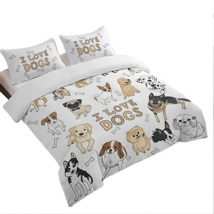 California King Duvet Cover with I Love Dogs