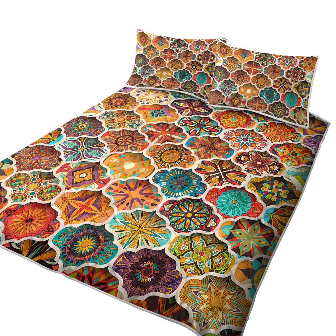 California King Quilt Sets with A Bunch of Colorful Moroccan Designs