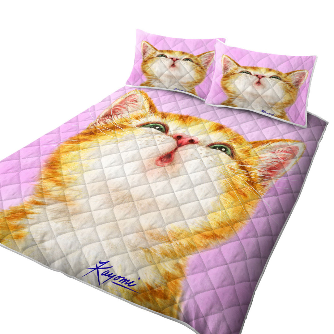 California King Quilt Sets with Adorable Ginger Kitty Cat