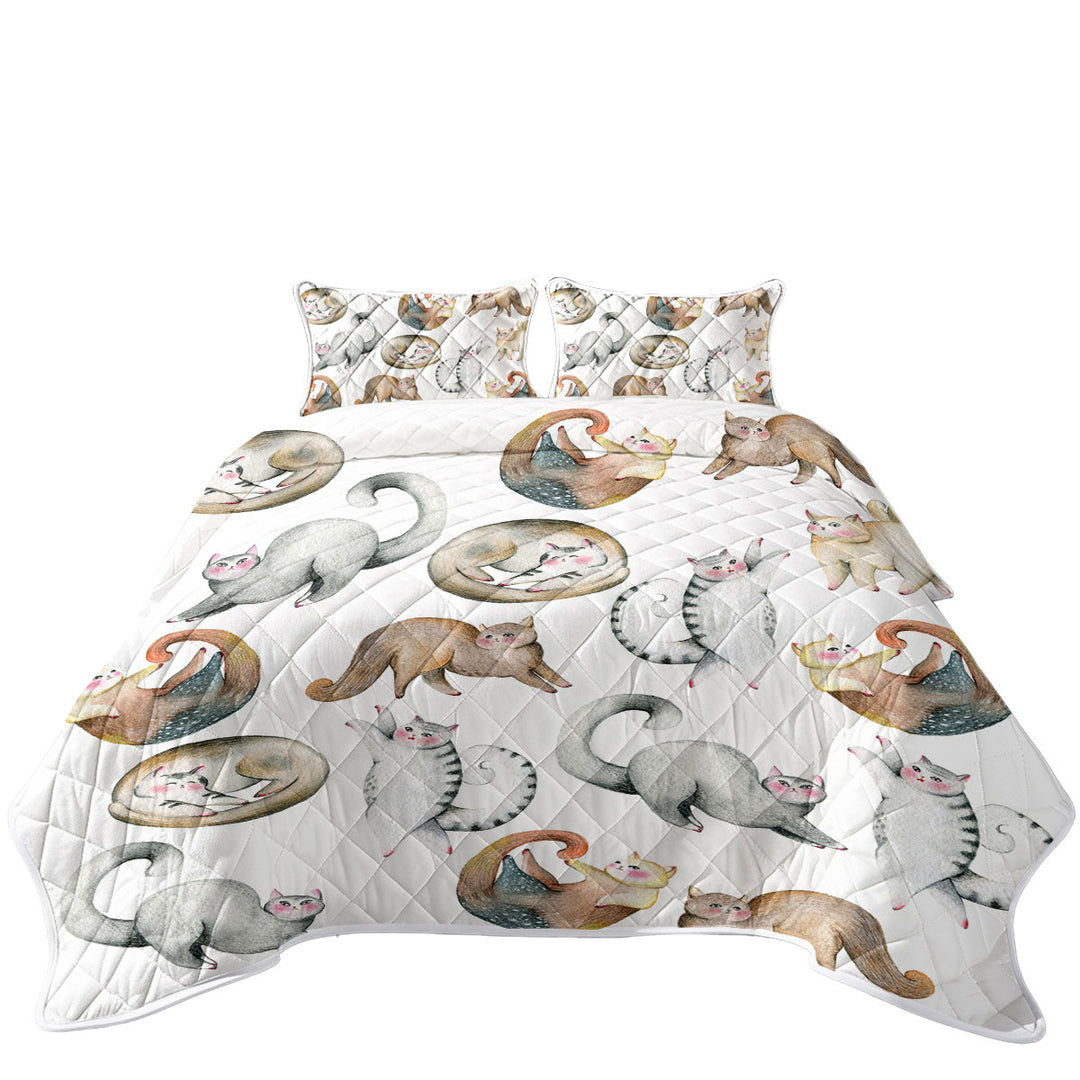 California King Quilt Sets with Adorable Poses Cute Cats