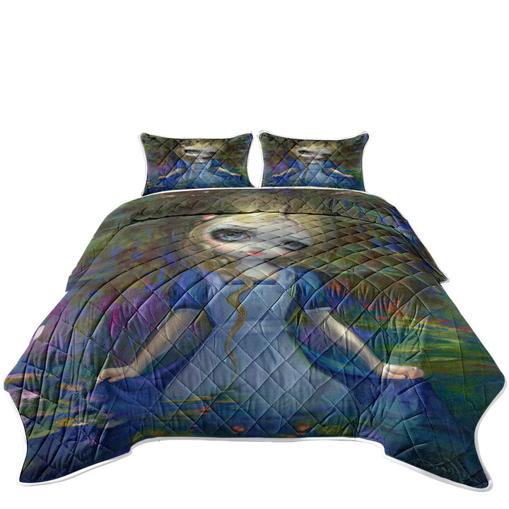 California King Quilt Sets with Art Painting Alice in Monet_s Water Lilies