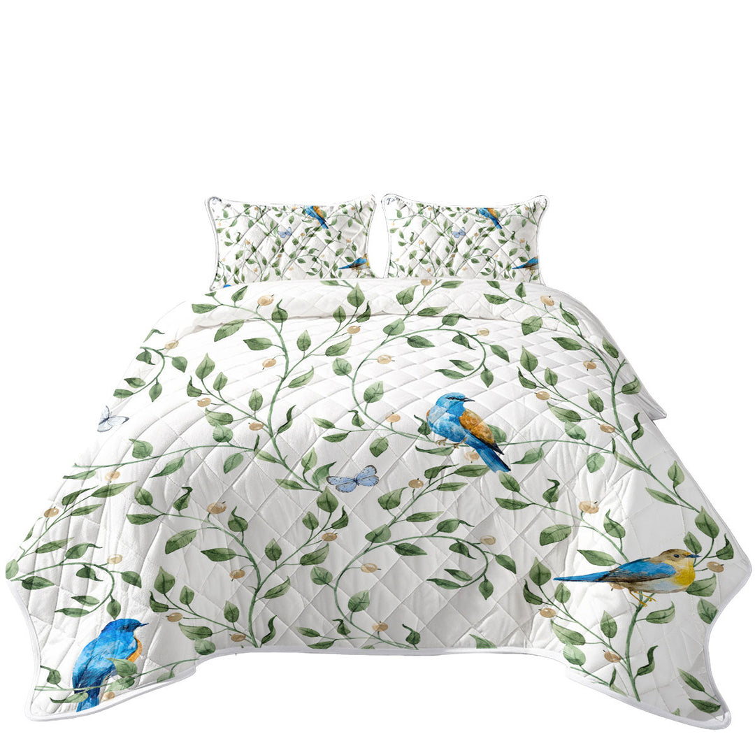 California King Quilt Sets with Beautiful Birds and Butterflies