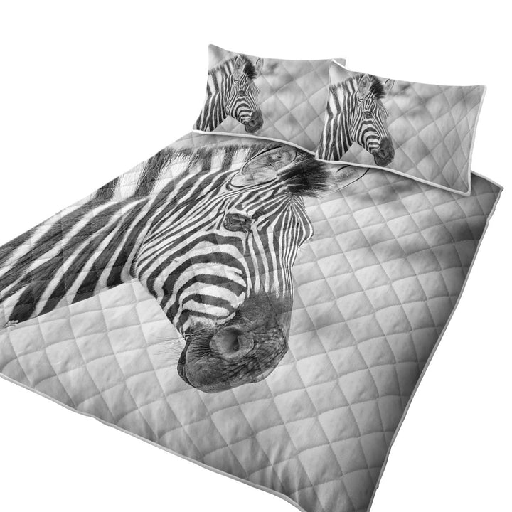 California King Quilt Sets with Black and White Zebra Photo
