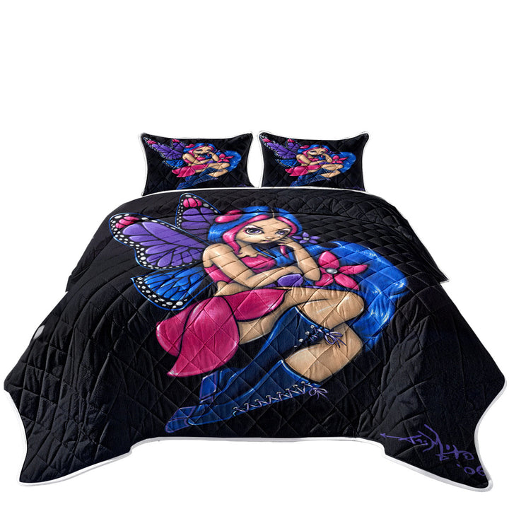 California King Quilt Sets with Butterfly Fairy a Little Shy