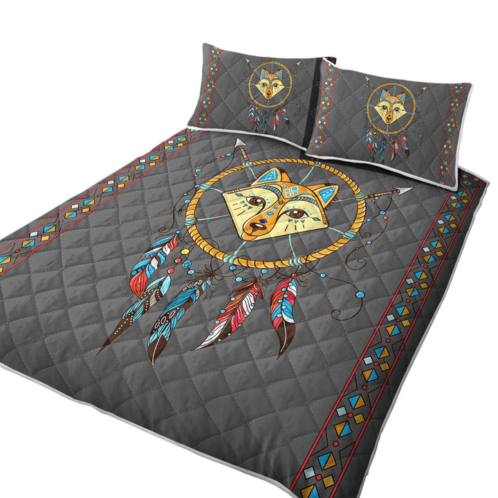 California King Quilt Sets with Cute Native Fox Dream Catcher for Kids