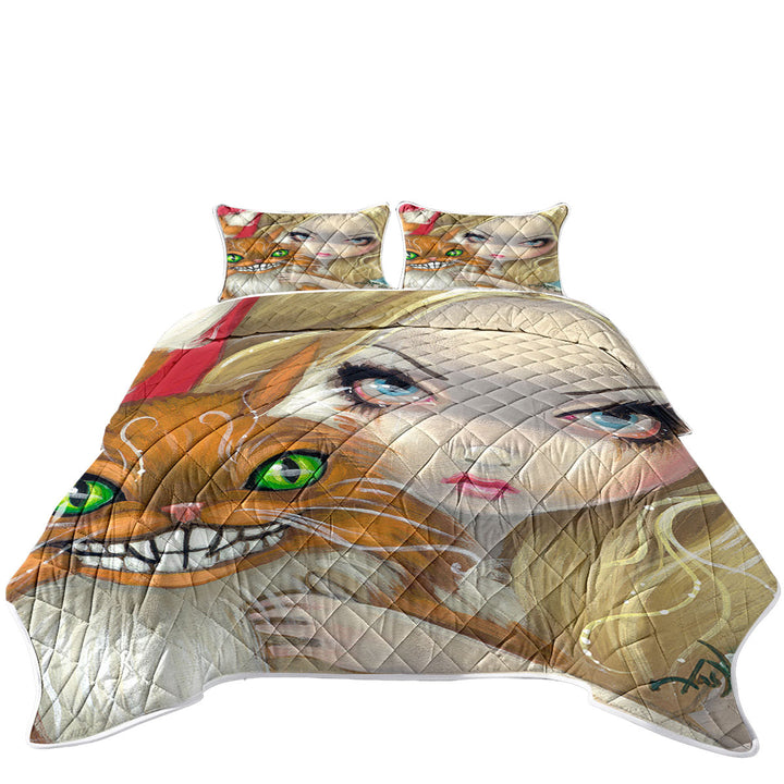 California King Quilt Sets with Faces of Faery _29 Alice and Cheshire Cat