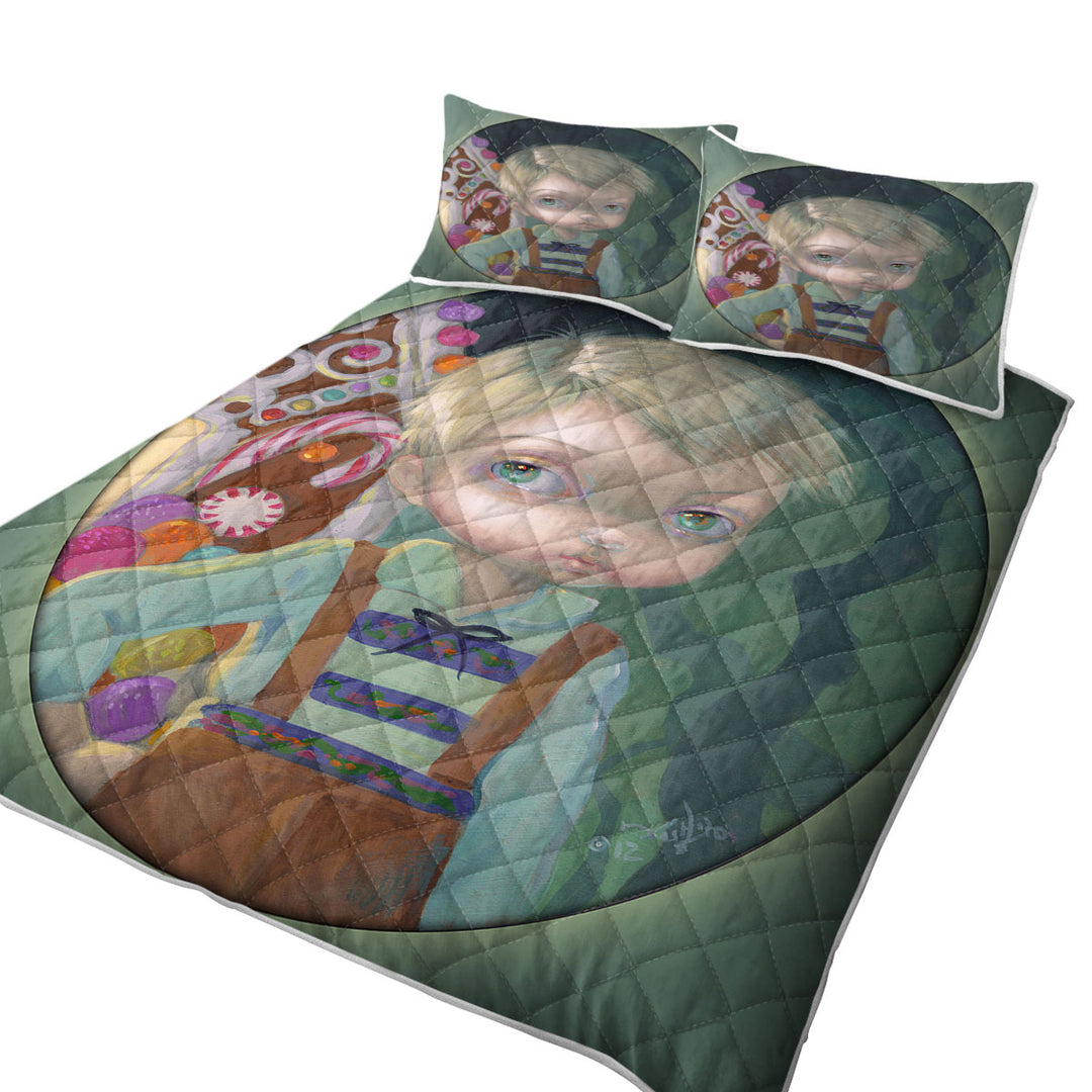 California King Quilt Sets with Fairytale Kids Art Hansel House Made of Candy