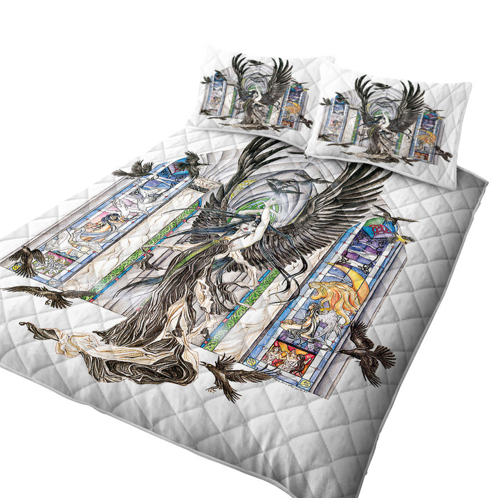 California King Quilt Sets with Fantasy Art Fairy of Ravens
