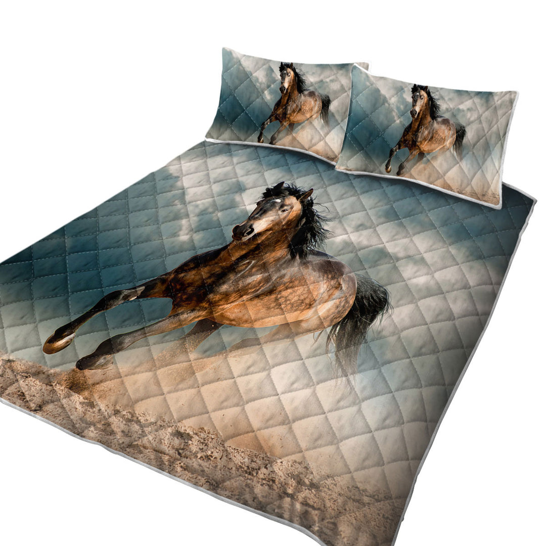 California King Quilt Sets with Free Spirit Running Horse