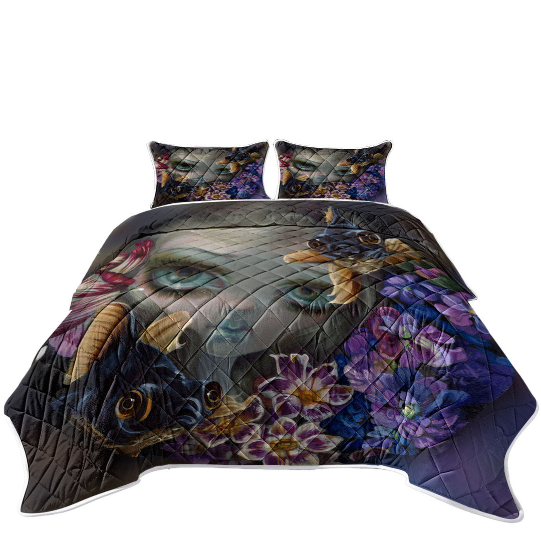 California King Quilt Sets with Girl and Fish Black Moor Porthole