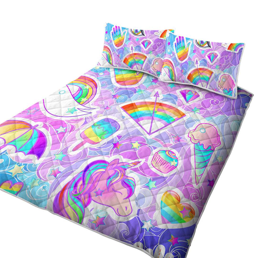 California King Quilt Sets with Girly Pack Colorful Rainbow