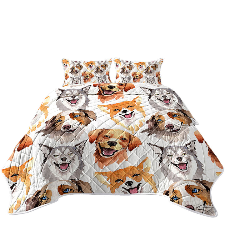 California King Quilt Sets with Happy Dogs