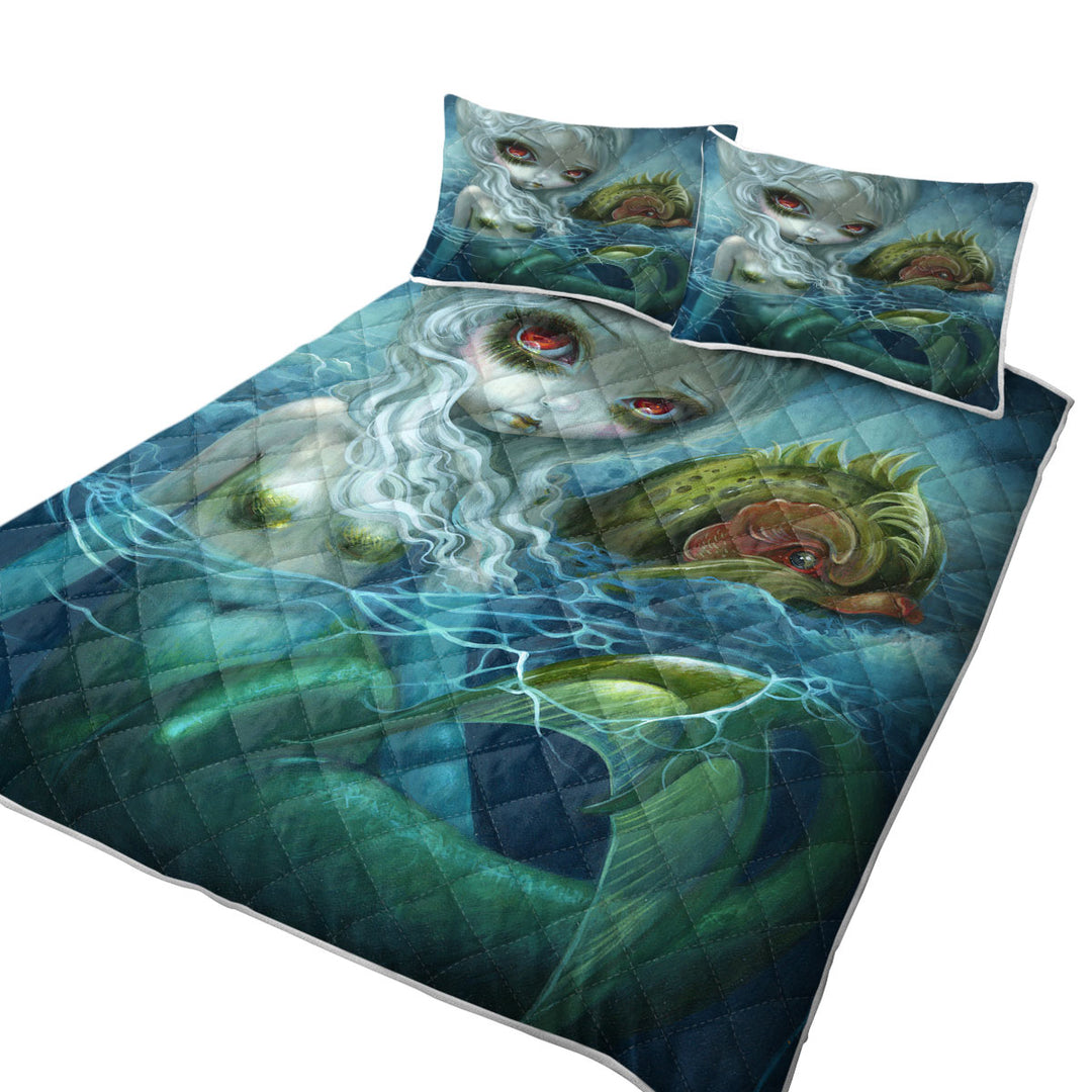 California King Quilt Sets with How Deep is the Ocean Fantasy Art Mermaid