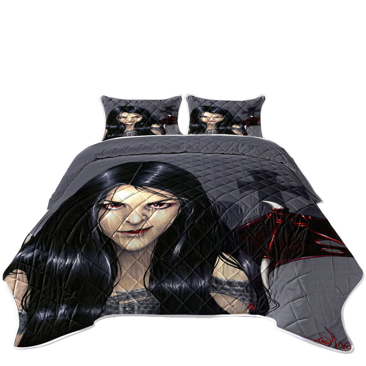 California King Quilt Sets with Hunger Pains the Undead Goth Vampire Girl