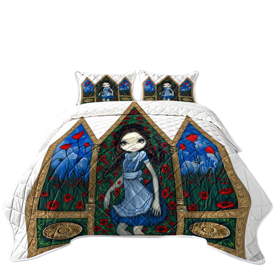 California King Quilt Sets with Kids Art Girl Dorothy in the Poppies