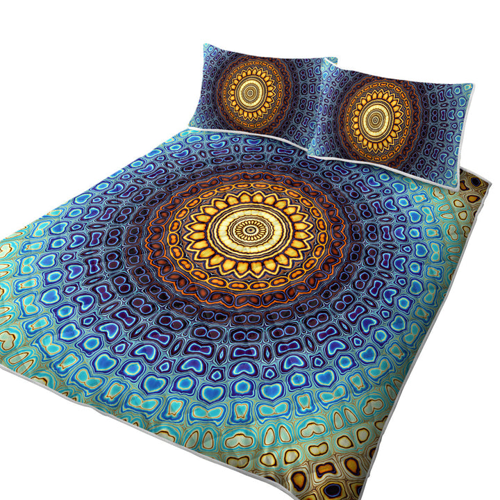 California King Quilt Sets with Orange to Blue Glass Illusion