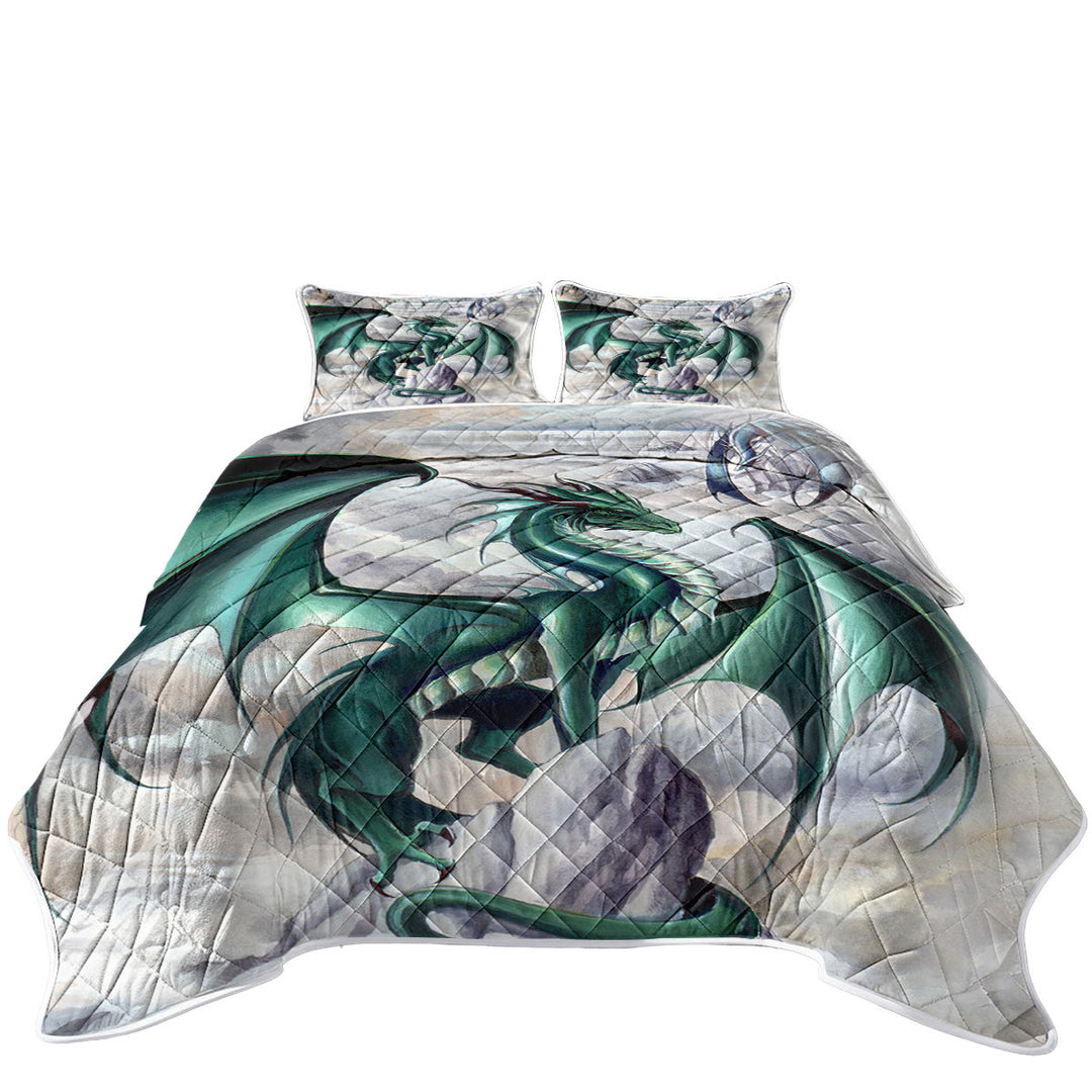 California King Quilt Sets with Tempest Clouds Cliffs Dragons
