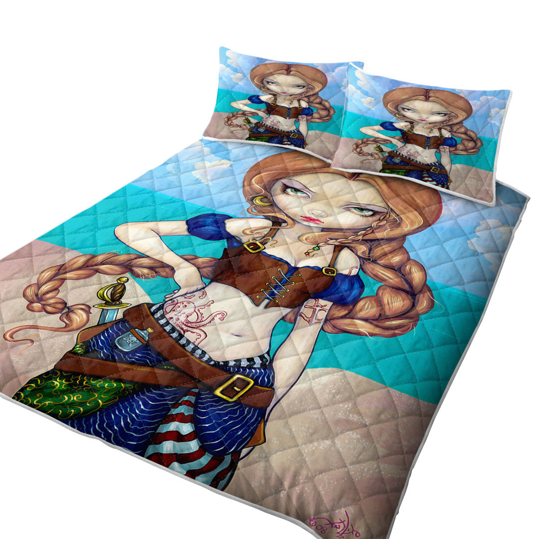 Captain Molly Morgan Beautiful Pirate Girl California King Quilt Sets