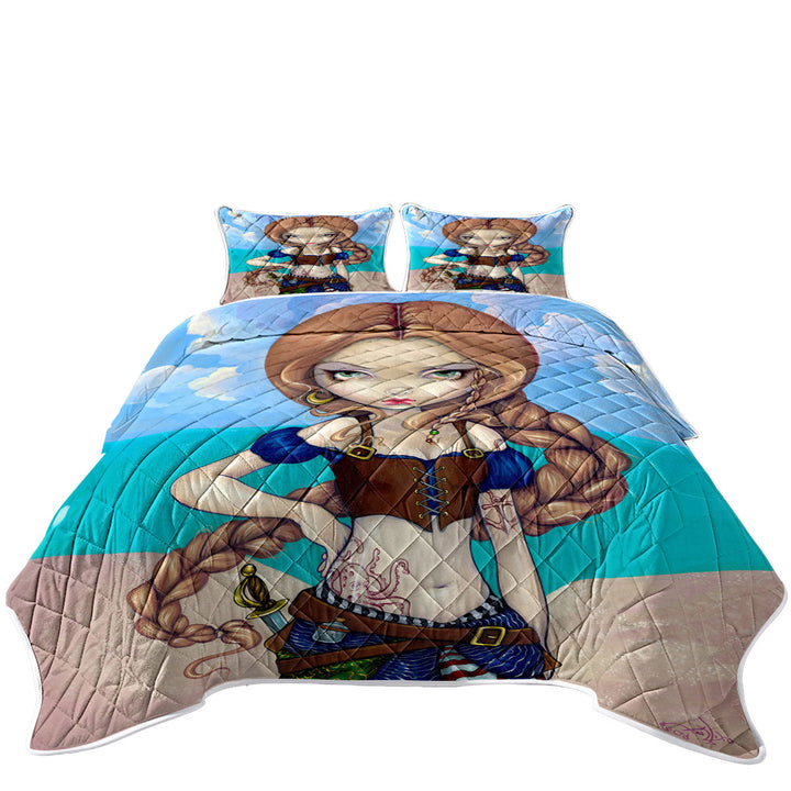Captain Molly Morgan Beautiful Pirate Girl Summer Quilt