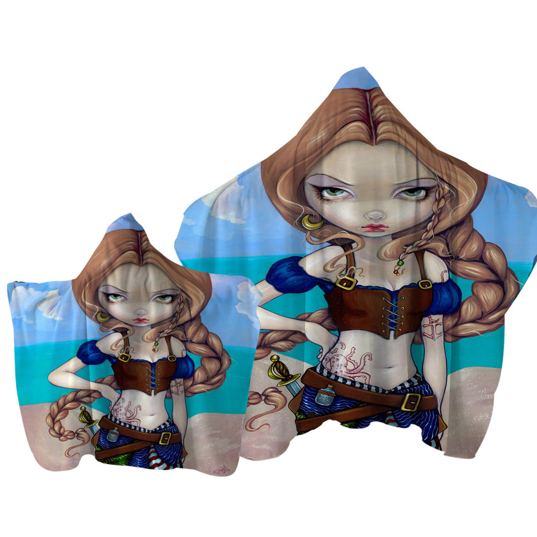 Captain Molly Morgan Beautiful Pirate Girl Towel with Hood