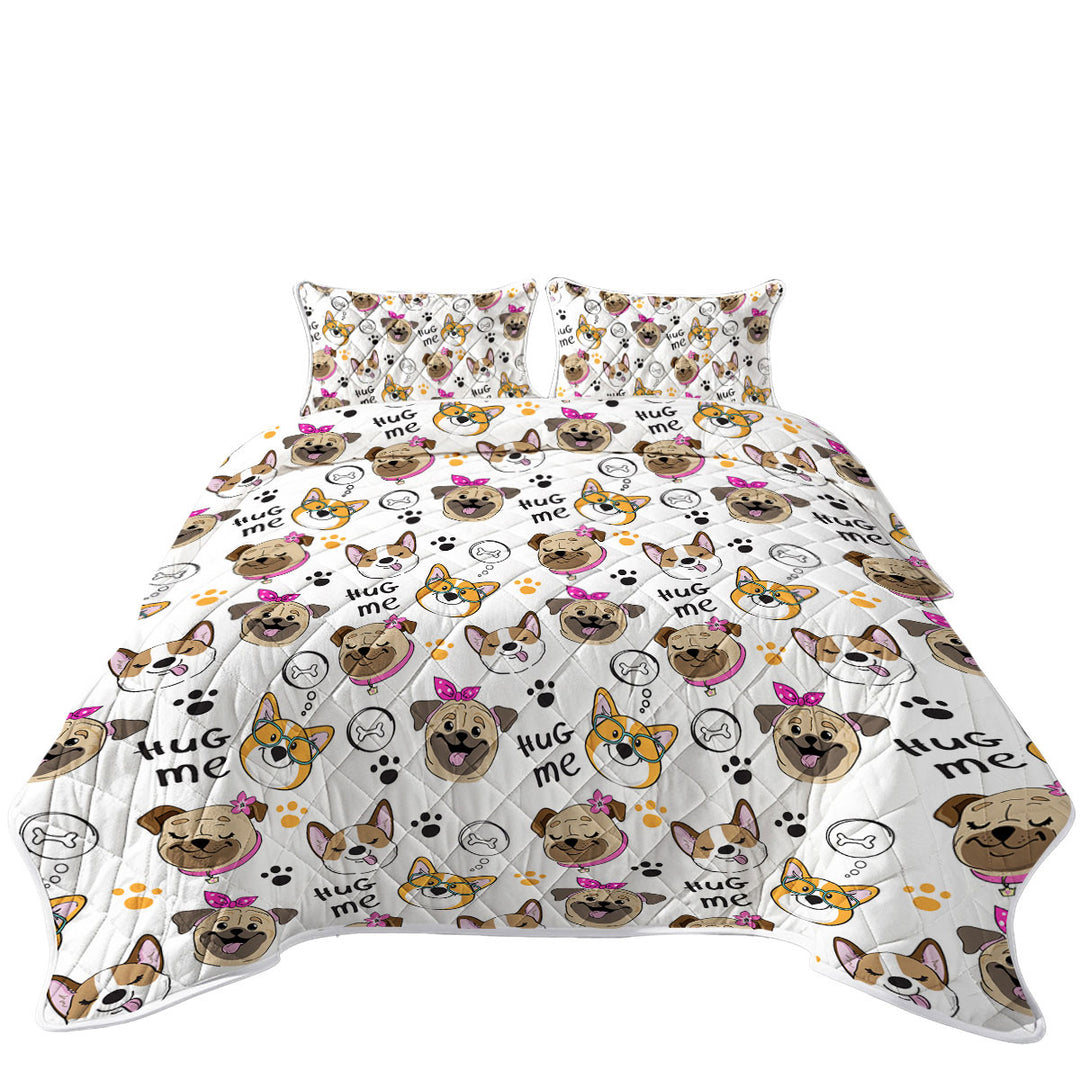 Captivating Cute Dogs Pattern King Size Quilt