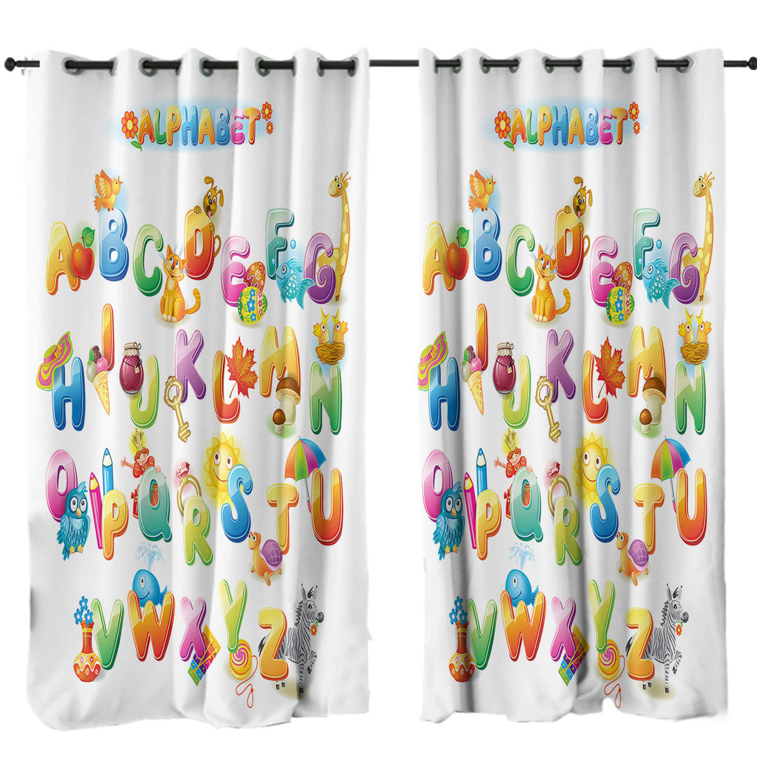Cartoon Alphabet for Kids Drapery