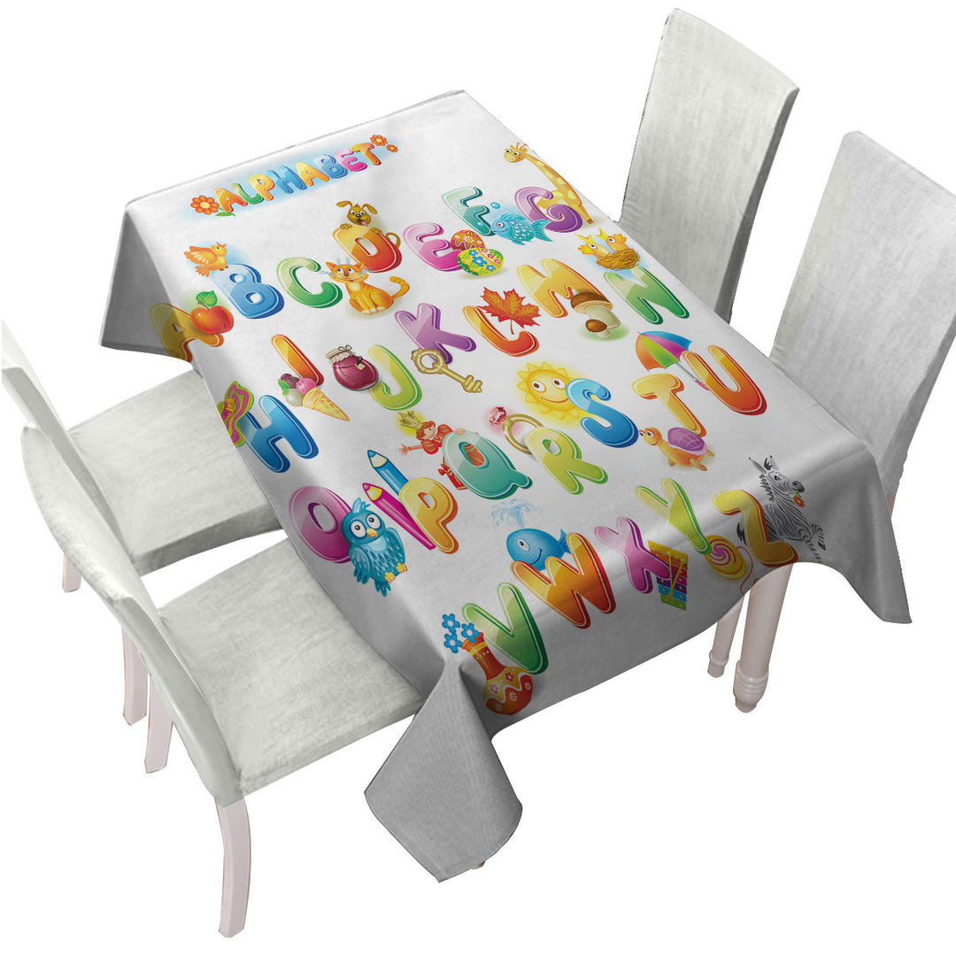 Cartoon Alphabet for Kids Tablecloth
