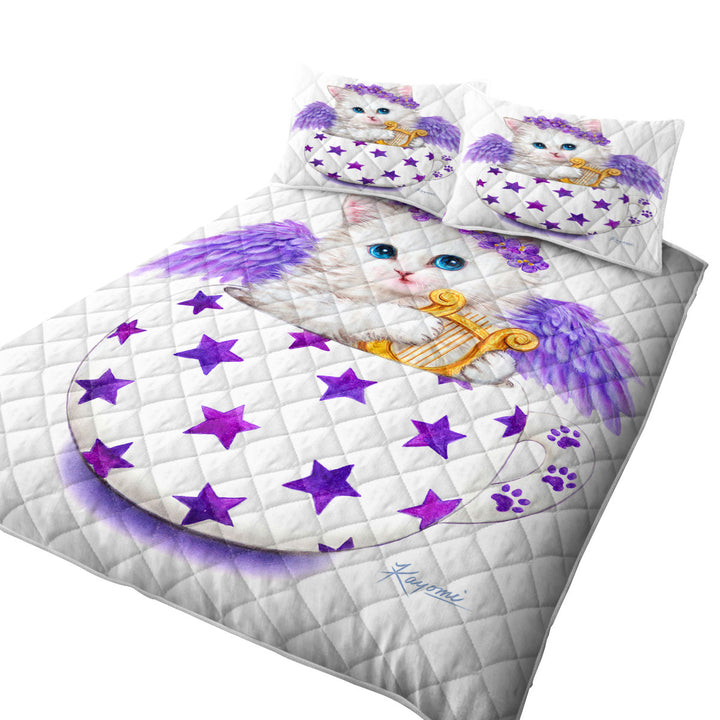 Cat Art Drawings the Cup Kitty Harp Angel Quilt