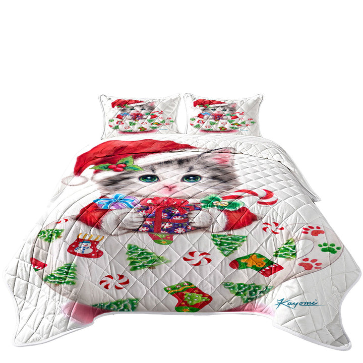Cat Art Drawings the Cute Cup Kitty Christmas Coverlets
