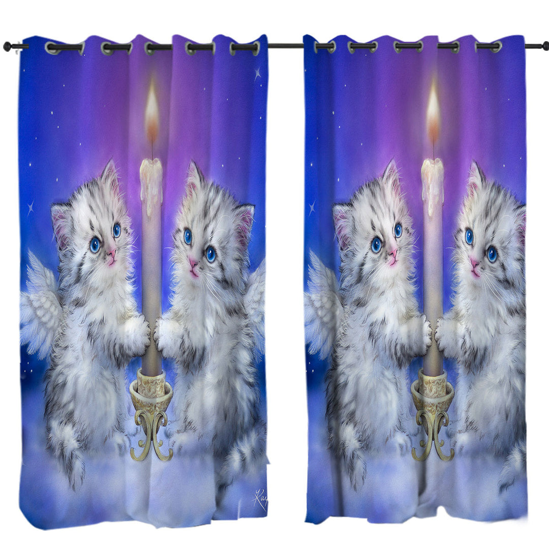 Cat Art for Kids Dream Candle Angel Kittens Curtains for Bedroom
