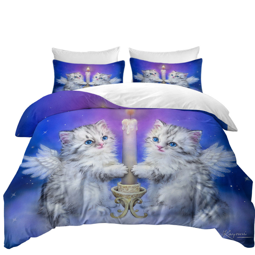 Cat Art for Kids Dream Candle Angel Kittens Duvet Covers