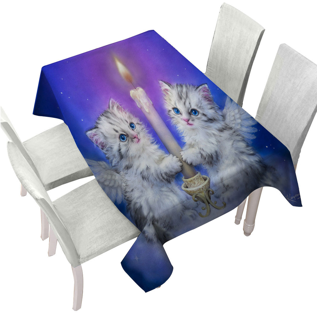 Cat Art for Kids Dream Candle Angel Kittens Tablecloths
