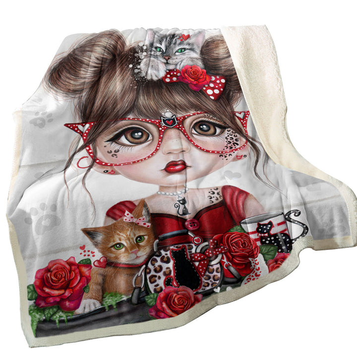 Cat Crazy Chloe Red Girl Throws