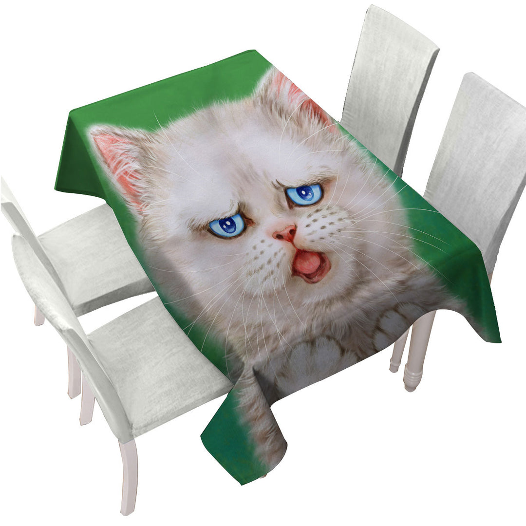 Cat Drawings Innocent White Kitten Custom table cloth
